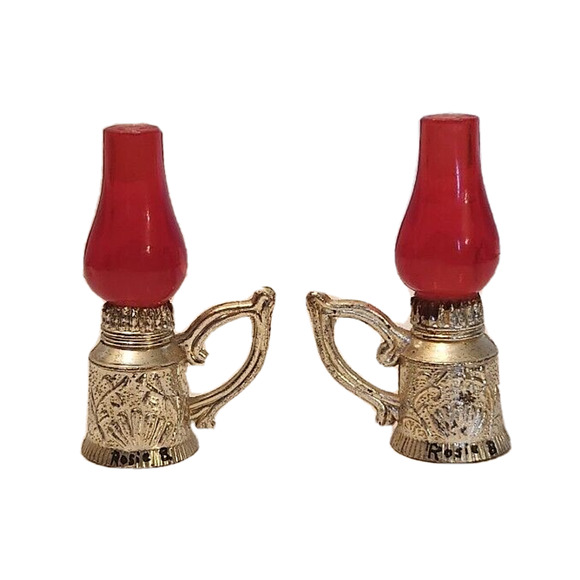 New Orleans Plastic Lantern Red Gold Mini Vintage Salt and Pepper Shakers - Picture 3 of 8